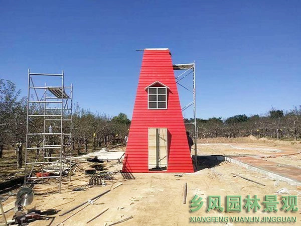 甘肃武威新天祝藏族自治县新农村景观风车外壁整理